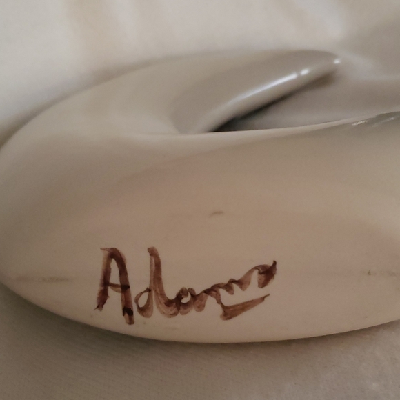 Pottery Crescent Moon Shaped with Iris Motif Vase - Picture 7 of 7